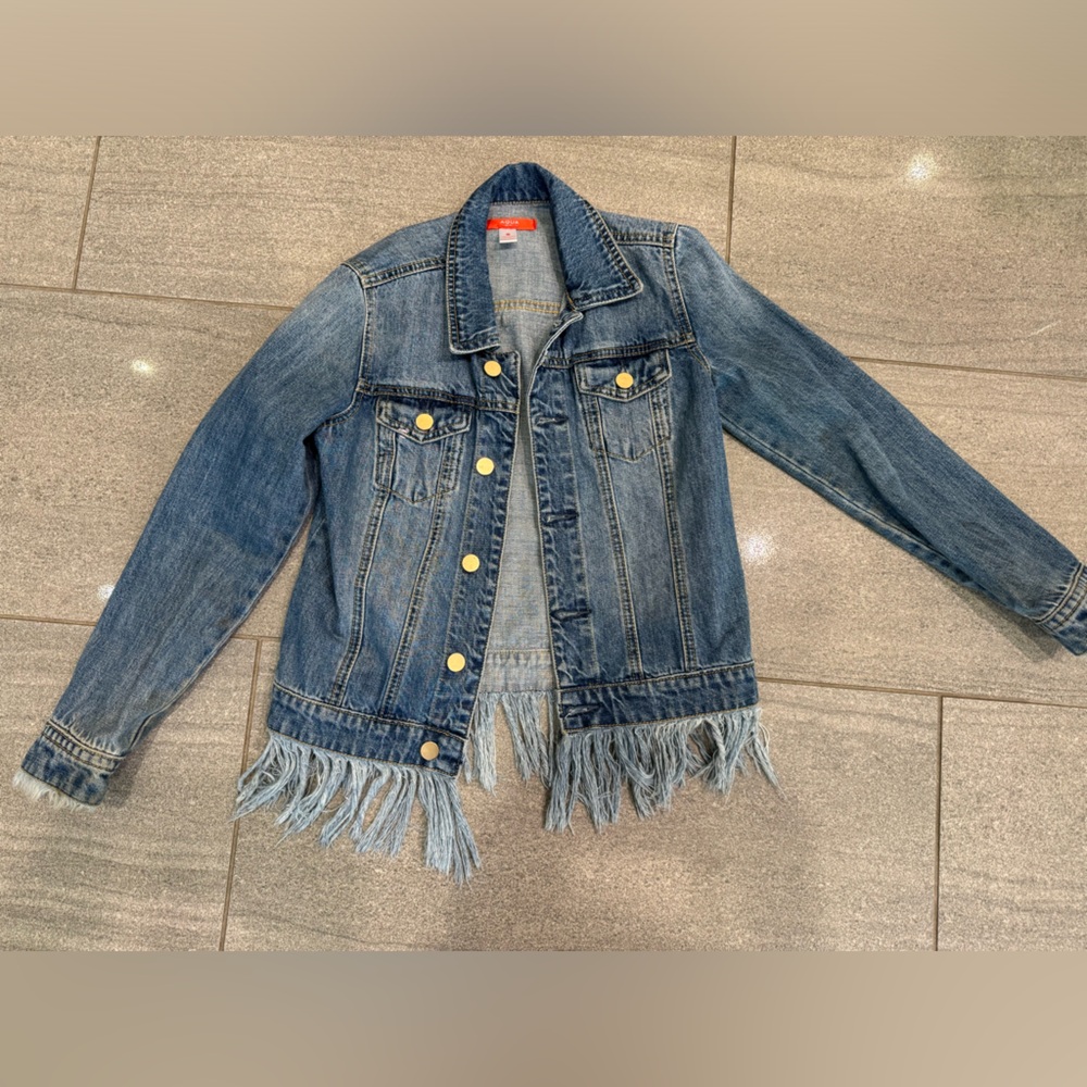 Aqua fringe Jean jacket. Very good condition